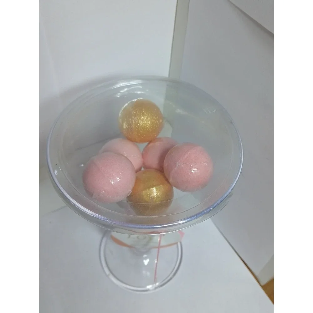 Belle Maison Love Bath Fizzer Martini Glass 7 Count Pink Gold New